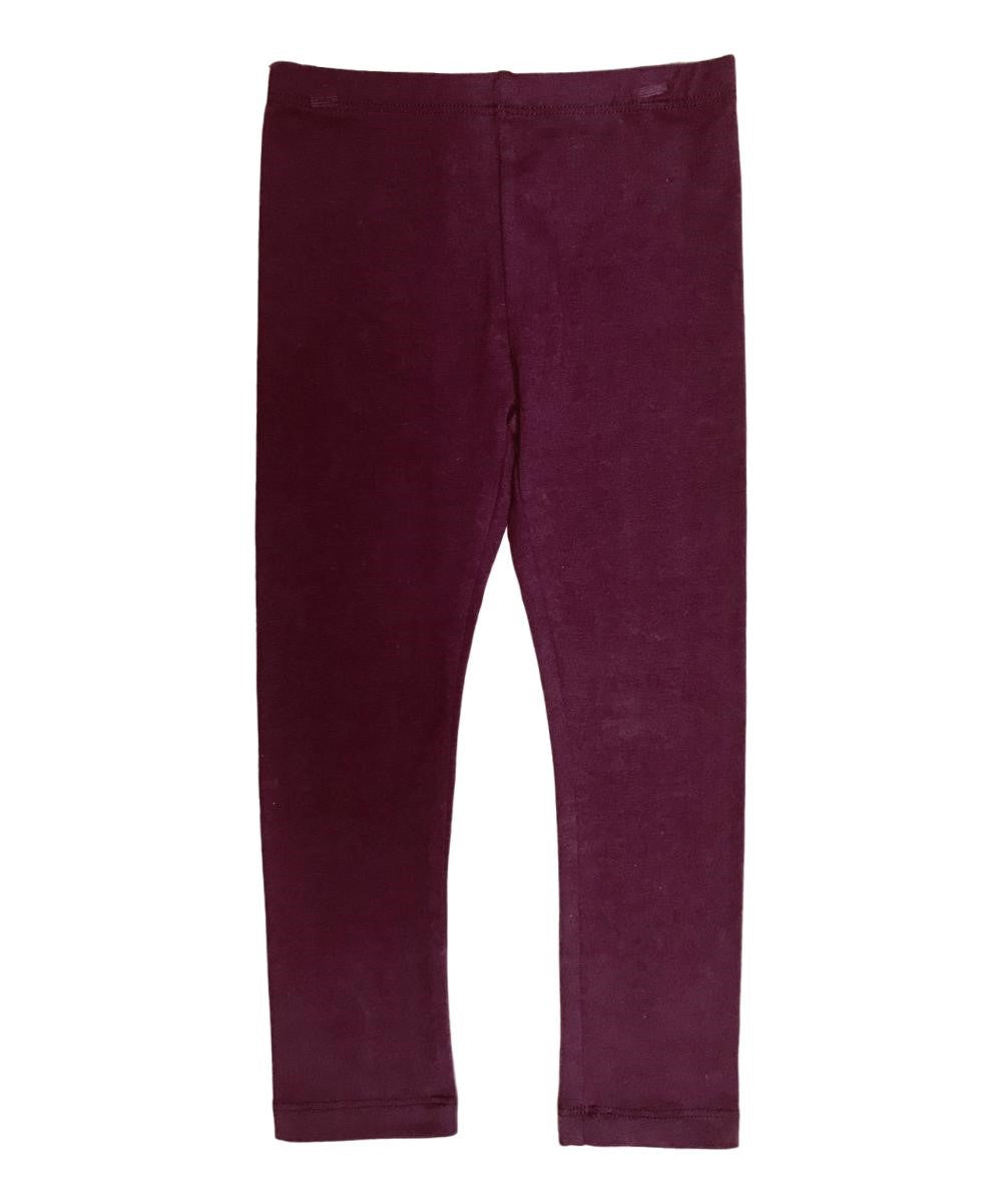 Unik Girl Cotton Legging - Burgundy, Grey, Navy, Purple, Solid, 2-12 (1 Pair)