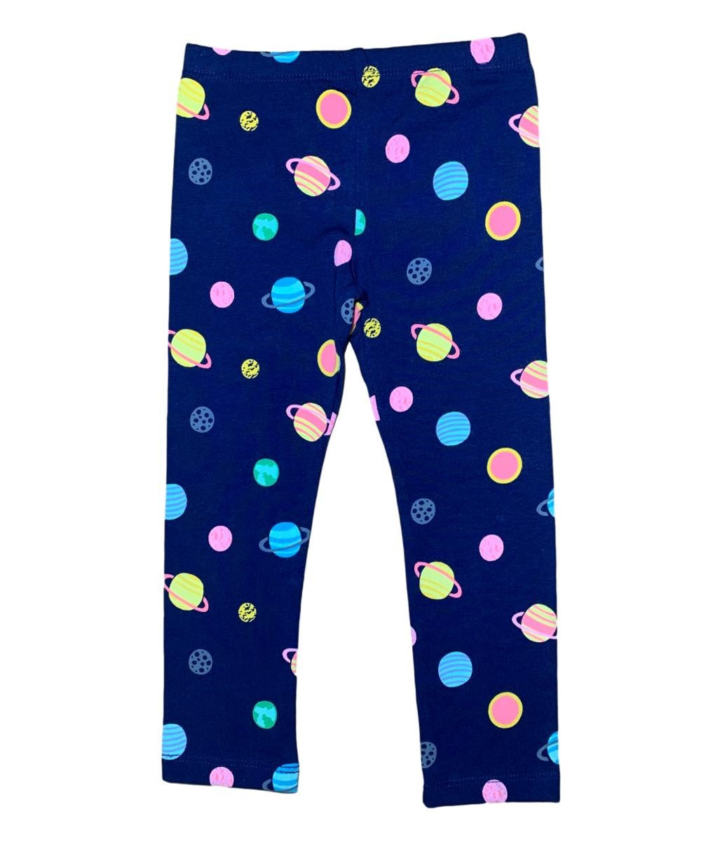 Unik Girl Cotton Print Legging Cotton Spandex Fabric - Tie Dye Rainbow, Grey Glitter, Galaxy, Girls Leggings, 2-12 (1 Pair)