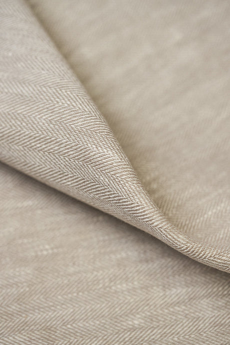 1 Yard Linen Novelty Herringbone Yarn-Dyed Fabric Buff Color 54” Width