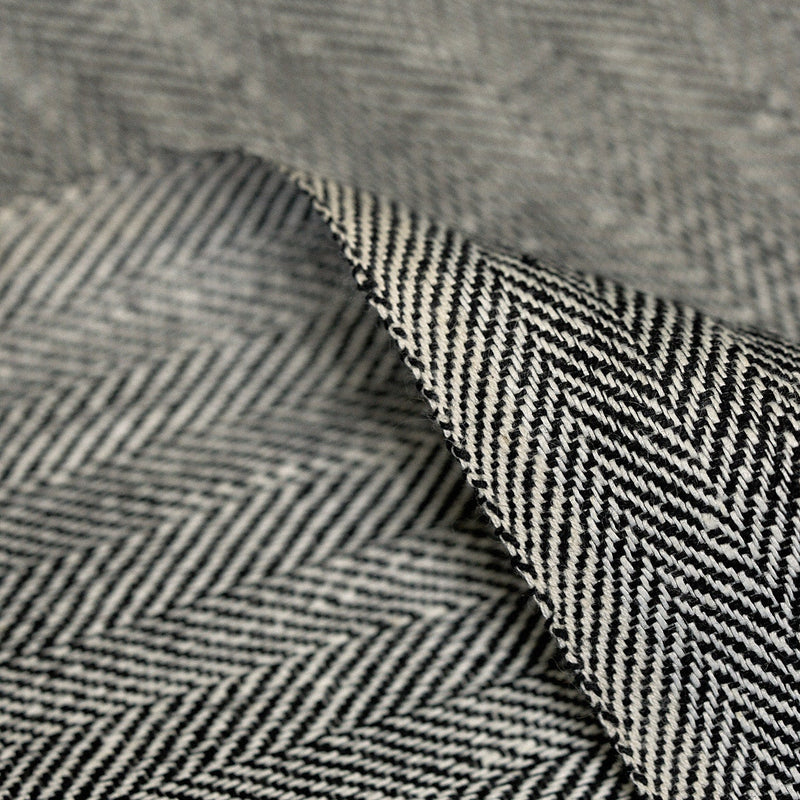 1 Yard Linen Novelty Herringbone Yarn Dyed Fabric Charcoal Color 54" Width