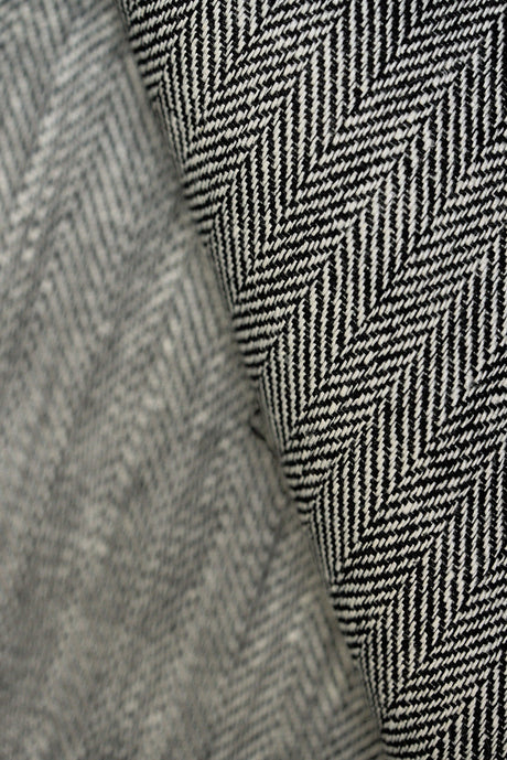 1 Yard Linen Novelty Herringbone Yarn Dyed Fabric Charcoal Color 54" Width