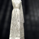 Beaded Lace Fabric on Polyester Net Mesh