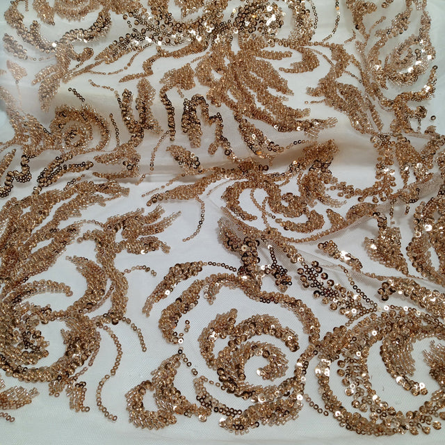 Beaded Sequined Lace Fabric 100% Polyester Net Mesh