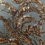 Beaded Sequined Lace Fabric 100% Polyester Net Mesh