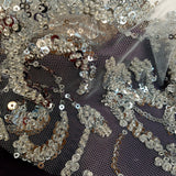 Beaded Sequined Lace Fabric 100% Polyester Net Mesh