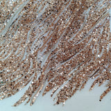 Beaded Sequined Lace Fabric on Polyester Net Mesh 53"