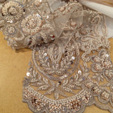 Beaded Lace Fabric Champagne Mesh