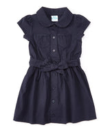 Girl Safari Uniform Dress - Girls Uniform Fabric, Khaki/Navy, Button Closure, Removable Belt, Sizes 4-12