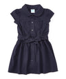 Girl Safari Uniform Dress - Girls Uniform Fabric, Khaki/Navy, Button Closure, Removable Belt, Sizes 4-12