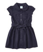 Girl Safari Uniform Dress - Girls Uniform Dress, Navy/Khaki, Button Closure, Removable Belt, Sizes 4-12