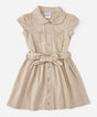 Girl Safari Uniform Dress - Girls Uniform Fabric, Khaki/Navy, Button Closure, Removable Belt, Sizes 4-12