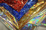 Geometric Mirror Hologram Spandex Fabric - Gold, Silver, Geometric Mirror Foil, 58/60" Width (1 Yard)
