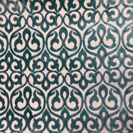Georgia Damask Cut Velvet Fabric - Beige, Mimosa, Turquoise, Royal, Gray, 56" Width (1 Yard)