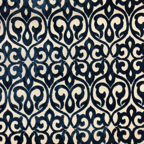 Georgia Damask Cut Velvet Fabric - Beige, Mimosa, Turquoise, Royal, Gray, 56" Width (1 Yard)