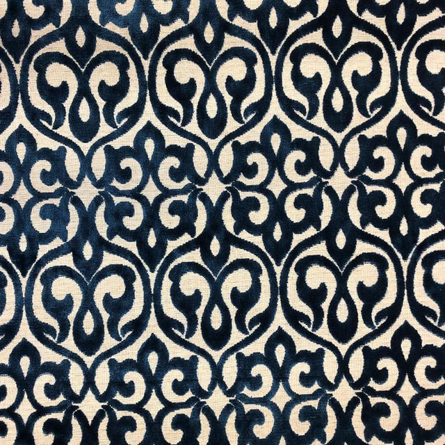 Georgia Damask Cut Velvet Fabric - Beige, Mimosa, Turquoise, Royal, Gray, 56" Width (1 Yard)