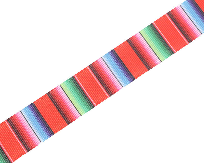 7/8" x 50 Yard Mexican Serape Rainbow Grosgrain Gift Ribbon - 1 Roll