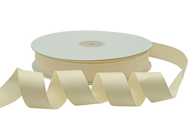 7/8"x 50 yards Ivory Polyester Grosgrain Gift Ribbon - Pack of 10