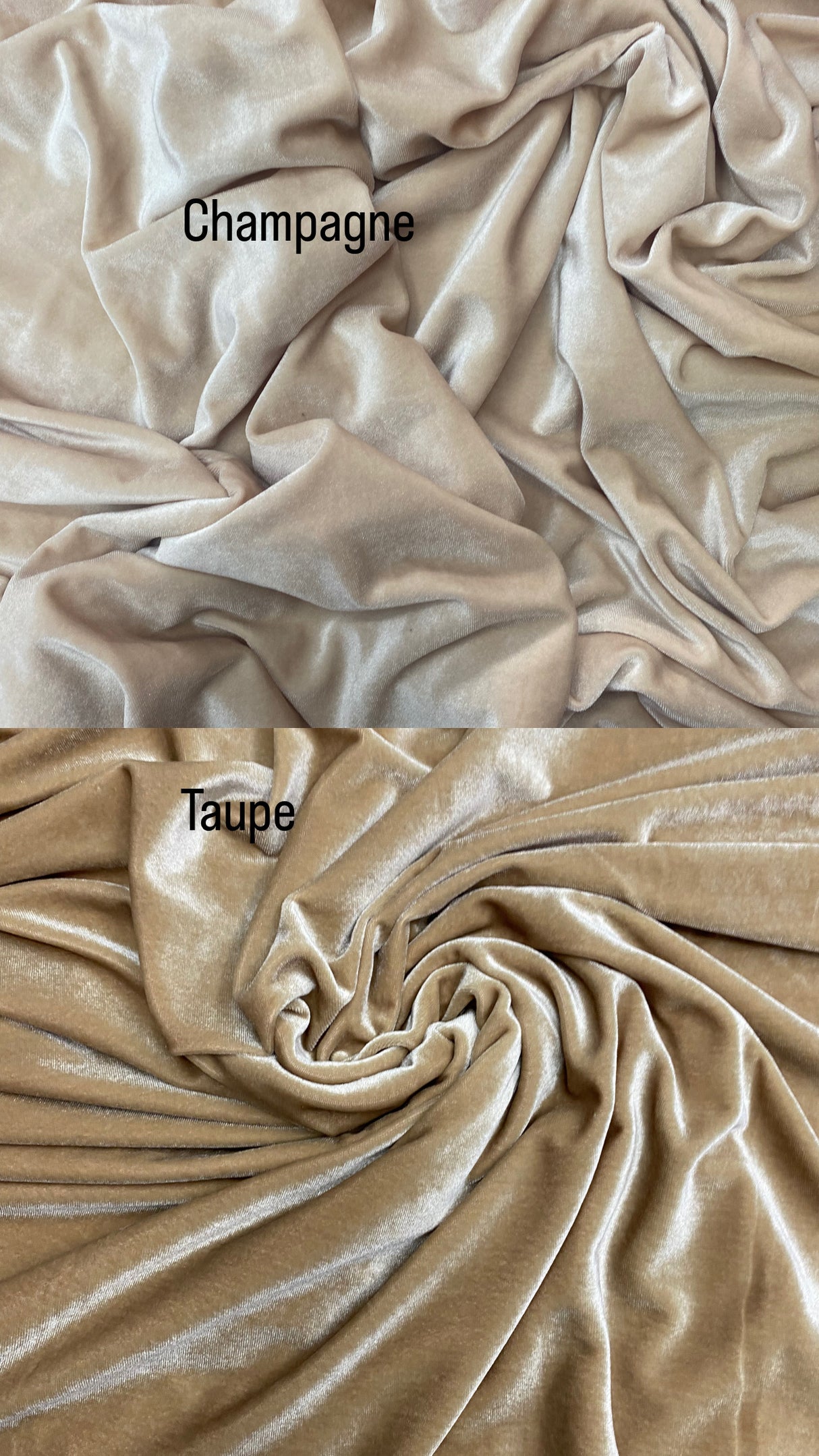 Taupe Stretch Velvet Fabric - Taupe, 58"-60" Width (1 Yard)
