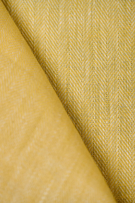1 Yard Honey Linen Novelty Herringbone Yarn-Dyed Fabric Midweight 54 Inch Width