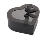 Black Heart Shaped Nested Floral Cardboard Boxes with Plastic Window- Set of 3