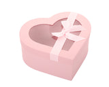 Pink Heart Shaped Nested Floral Cardboard Boxes with Plastic Window- Set of 3