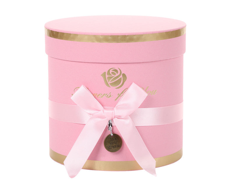 Pink Round Nested Floral Cardboard Boxes with Bow - Set of 3