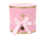 Pink Round Nested Floral Cardboard Boxes with Bow - Set of 3