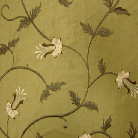 Giza Silk Fabric - Floral Embroidered, 54" Width (1 Yard)