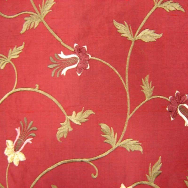 Giza Silk Fabric - Floral Embroidered, 54" Width (1 Yard)