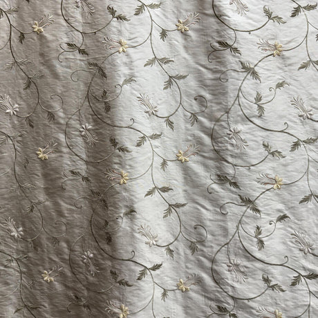 Giza Silk Fabric - Floral Embroidered, 54" Width (1 Yard)