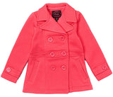 Girl Fleece Coat With Buttons Fleece Fabric - Double Breasted, Side Pockets, Lightweight, Multiple Colors, Sizes 2-XL (1 Piece)