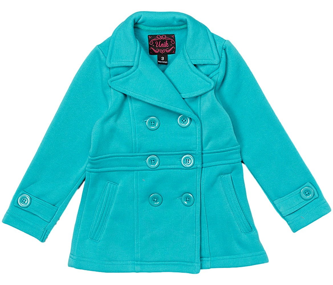 Girl Fleece Coat With Buttons Fleece Fabric - Double Breasted, Side Pockets, Lightweight, Multiple Colors, Sizes 2-XL (1 Piece)