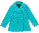 Girl Fleece Coat With Buttons Fleece Fabric - Double Breasted, Side Pockets, Lightweight, Multiple Colors, Sizes 2-XL (1 Piece)