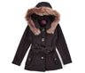 Girl Fleece Coat With Hood 100 Percent Polyester Fabric - Fur Hood, Detachable Belt, Black, Rose, Honey, Grey, Navy, Burgundy, Red, Fushia, Sizes 2-XL (1 Piece)