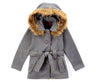 Girl Fleece Coat With Hood 100 Percent Polyester Fabric - Fur Hood, Detachable Belt, Black, Rose, Honey, Grey, Navy, Burgundy, Red, Fushia, Sizes 2-XL (1 Piece)