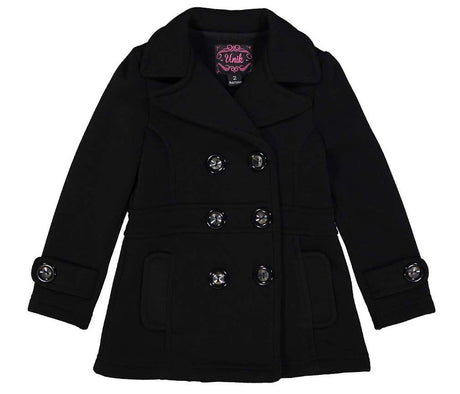 Girl Fleece Coat With Buttons Fleece Fabric - Double Breasted, Side Pockets, Lightweight, Multiple Colors, Sizes 2-XL (1 Piece)