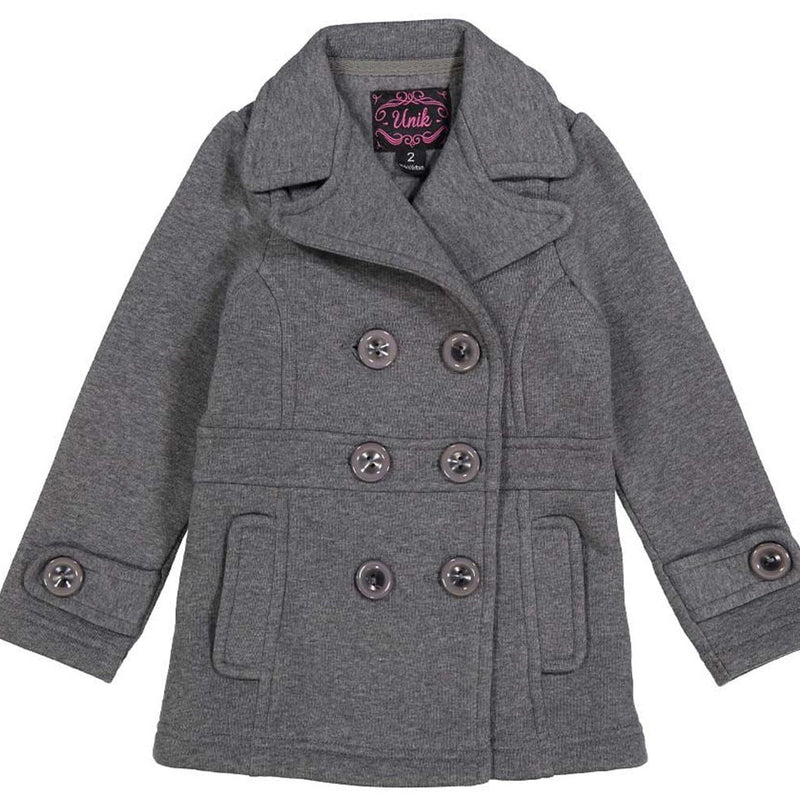 Girl Fleece Coat With Buttons Fleece Fabric - Double Breasted, Side Pockets, Lightweight, Multiple Colors, Sizes 2-XL (1 Piece)
