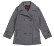 Girl's Grey Fleece Coat With Buttons Fleece Fabric - Grey, Double Breasted, Side Pockets (1 Piece)