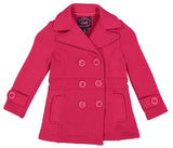 Girl Fleece Coat With Buttons Fleece Fabric - Double Breasted, Side Pockets, Lightweight, Multiple Colors, Sizes 2-XL (1 Piece)