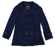 Girl's Navy Fleece Coat With Buttons Fleece Fabric - Navy, Double Breasted, Side Pockets (1 Piece)