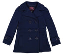 Girl's Navy Fleece Coat With Buttons Fleece Fabric - Navy, Double Breasted, Side Pockets (1 Piece)