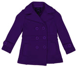 Girl Fleece Coat With Buttons Fleece Fabric - Double Breasted, Side Pockets, Lightweight, Multiple Colors, Sizes 2-XL (1 Piece)