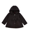 Fancy Pea Coat With Bow Polyester Fabric - Plum, Black, Red, Removable Hood, Button Closure (1 Piece)