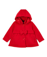Fancy Pea Coat With Bow Polyester Fabric - Plum, Black, Red, Removable Hood, Button Closure (1 Piece)