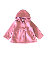 Fancy Pea Coat With Bow Polyester Fabric - Plum, Black, Red, Removable Hood, Button Closure (1 Piece)