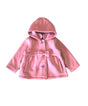 Fancy Pea Coat With Bow Polyester Fabric - Plum, Black, Red, Removable Hood, Button Closure (1 Piece)