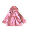 Fancy Pea Coat With Bow Polyester Fabric - Plum, Black, Red, Removable Hood, Button Closure (1 Piece)