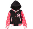 Girl Varsity Jacket With Polka Dots Girls Jacket - Pink, Red, Polka Dots, Snap Buttons (1 Piece)
