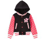 Girl Varsity Jacket With Polka Dots Girls Jacket - Pink, Red, Polka Dots, Snap Buttons (1 Piece)