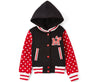 Girl Varsity Jacket With Polka Dots Girls Jacket - Pink, Red, Polka Dots, Snap Buttons (1 Piece)